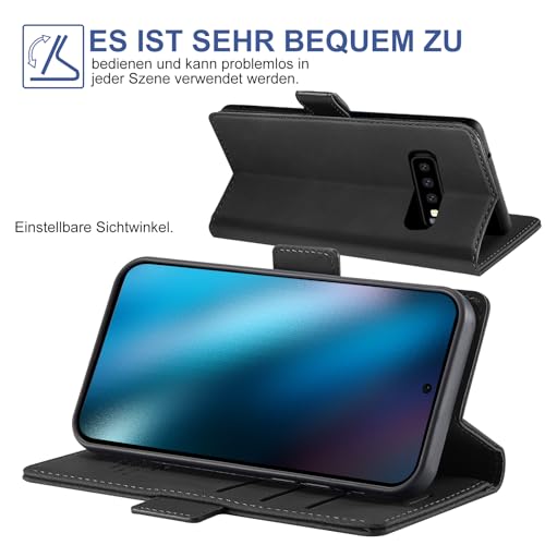 für Samsung Galaxy S10 Hülle mit Schutzfolie, Handyhülle Galaxy S10 Standfunktion Kartenfach Wallet Premium Leder Schutzhülle S10 Flip Case… – Ansicht 5