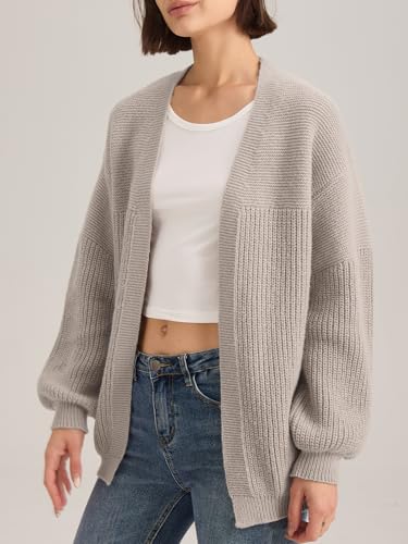 Image of ALLOVIN Womens Open Front Chunky Knit Cardigan, Oversized Soft Long Sleeve Sweater for Spring Fall 2025