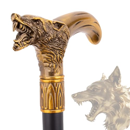 Imagen de Bastón para Caminar Rey Lobo de Latón y Aleación de Aluminio para Hombres y Mujeres