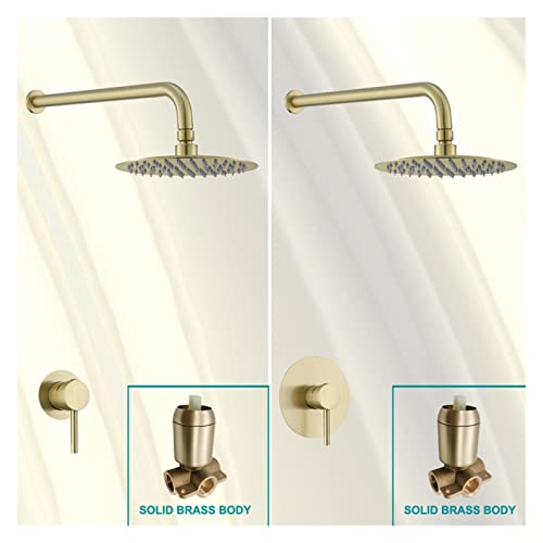 Robinet de douche encastré or brossé pour une routine matinale revitalisante