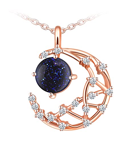 MICGIGI Collar Sol y Luna Plata de Ley 925, Collar Colgante Circonitas