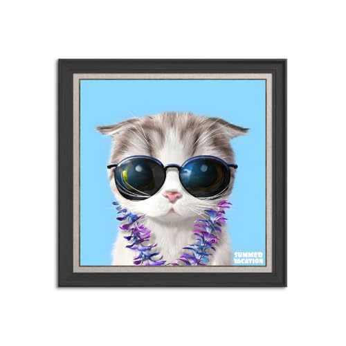 ?抽象 油絵 水彩 木枠付きの完成品 ワインと猫 黒猫 おしゃれ 絵画 インテリア 北欧 イラスト マット紙 艶消し アートパネル 額 フレーム デザイン 壁掛け 風景 グッズ 引越し ギフト 新築祝い (50x50cm(20x20in),M)