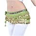 Womens Belly Dance Hip Scarf with Tassels Sequin Fashion Sparkly Triangle Coins Wrap Skirt Dancing Costume