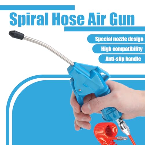 Ausblaspistole, Druckluft-Ausblaspistolen-Satz, Druckluftpistole mit 3M Spiralschlauch, Air Duster Blaspistole,Lkw Luftpistole,Druckluft Set, für die Cockpitreinigung, für LKW Auto PKW Boot