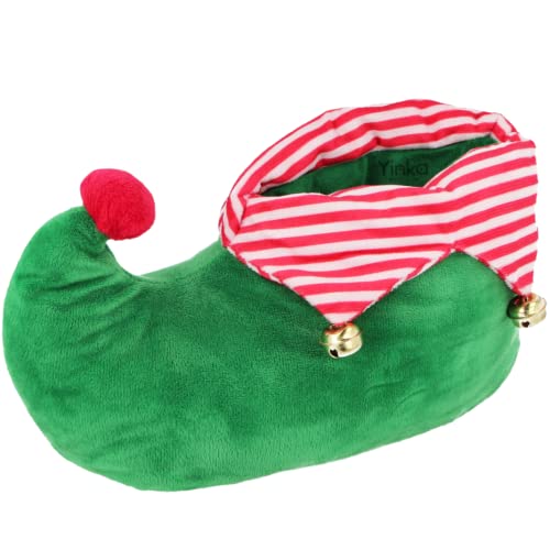 Yinka Shoes Unisex Elf Feet Novelty Christmas Slipper Boots Green 45