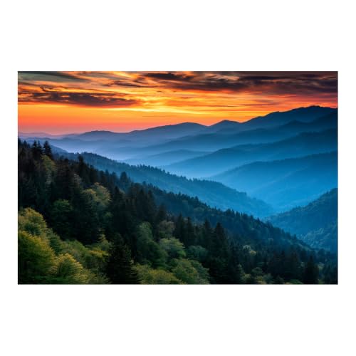 Decoración de pared con paisaje de pinos y montañas para salones y dormitorios modernos