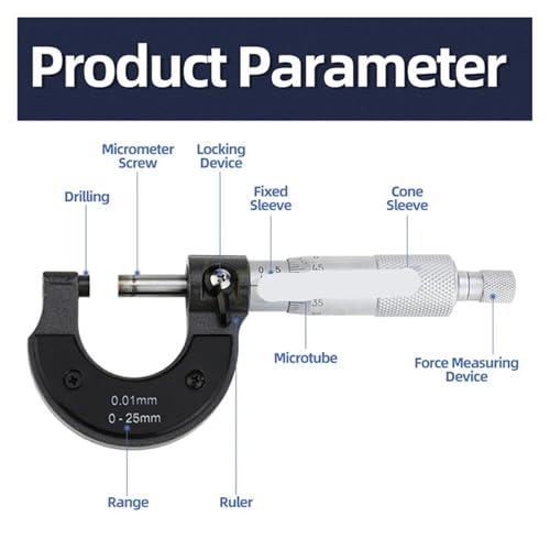 Micromètre extérieur haut de gamme, instrument de mesure mécanique 0-25 mm de résolution 0,01mm - 3