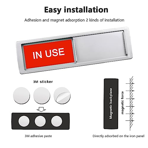 Image of Vacant In Use Door Sign for Home Office Restroom Conference Hotels Hospital, Vacant Occupied Slider Door Indicator Tells Whether Room Vacant or In Use, 7'' x 2'' - Silver