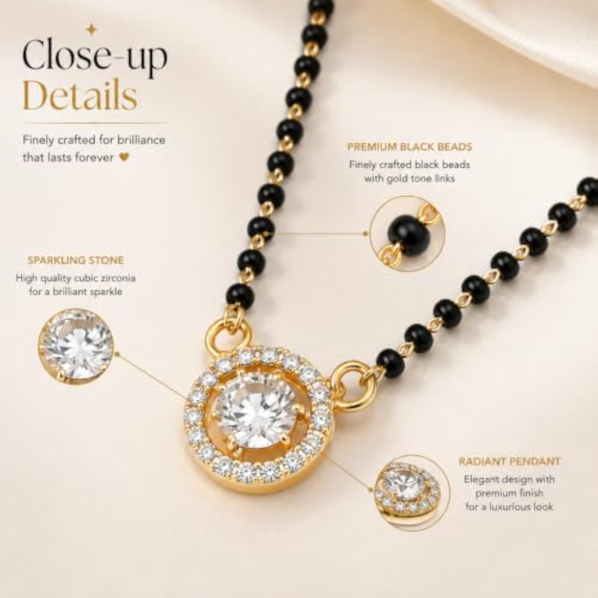 Round Solitaire Diamond Mangalsutra for Women