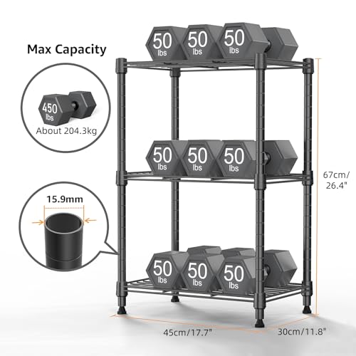Image of M MZG 450 lbs Steel Storage Shelving 3-Tier Utility Shelving Unit Steel Organizer Wire Rack for Home,Kitchen,Office (11.8 inch D x 17.7 inch W x 26.3 inch H)