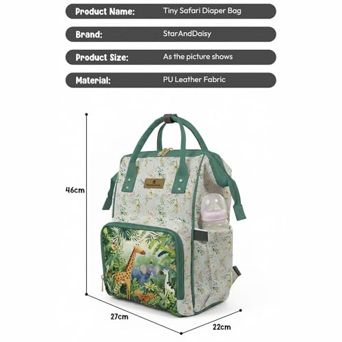 Image of StarAndDaisy Baby Bag for Mother Travel /Diaper Bag with Insulated Baby Bottle Pocket /Diaper Bag for Mothers for Travel with Multi Compartments & pockets, Waterproof Diaper Bags for Mom -White-Green