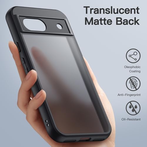 Image of JETech Matte Cover Case for Google Pixel 8a 6.1-Inch 2024, Frosted Translucent Back Protective Slim Phone Cover, Anti-Fingerprints (Black)