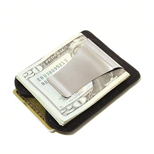 Storus Smart Money Clip Leather, Stainless Steel Money Clip + Leather Wallet, Minimalist RFID Black Italian Leather, for Men, Women, Gift 1pc3