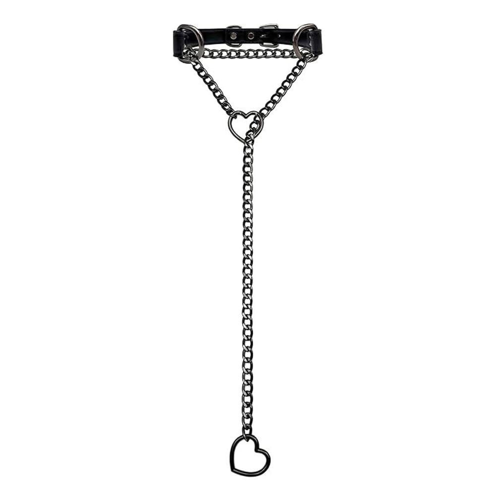 XFSRG Halsfessel Halsband mit O-Ring PU Leder Bondage Halskette Slave Halsband mit Herz Kettenleine für Fetisch & SM Verstellbar für Erwachsene