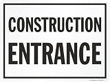 SmartSign 18 x 24 inch “Construction Entrance” Metal Sign, Screen Printed, 80 mil Laminated Rustproof Aluminum, Black and White