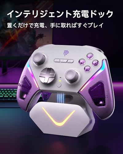 undefined EasySMX コントローラー PC Switch 2 Steam Deck IOS Android 、充電ドック、RGB バックライト、TMR ジョイスティック付きゲーム コントローラー、Switch ゲームパッド 無線 、1000Hz ポーリングレート、Switch 2/Switch/Steam Deck/iOS/Android/PC 対応、日本語取扱説明書付き(パープル) の商品画像 1