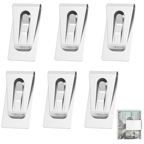 6 Pack Money Clip Men Stainless Steel Slim Cash Holder Credit Card Holder Minimalist Money Clips Pocket Wallet Clip Business Card Accessories - Main Image