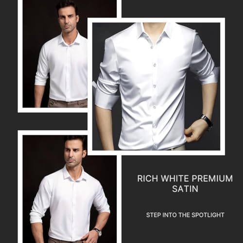 Image of IndoPrimo Men's Stylish Solid Satin Casual Shirt for Men Full Sleeve