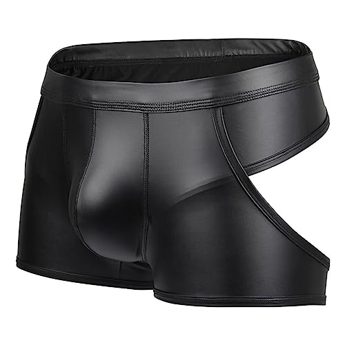 Calzoncillos bóxer de cuero Evankin negros sin culo y con correa de talle bajo
