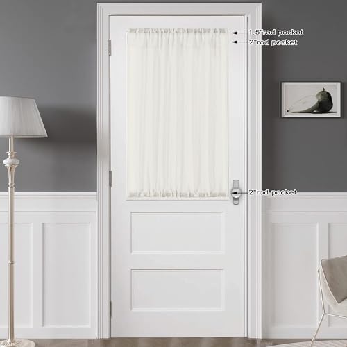 Image of Chyhomenyc Ivory Sheer Curtains Tier 36 inch Length 2 Panels, Light Filtering Airy Rod Pocket Short Curtains Window Treatment for Small Windows /Bathroom /Cafe /Living Room /Farmhouse, 42x36 Inch