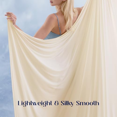 Image of Dream Valley Cooling Sheets Queen Size, Cooling Fitted Breathable Bed Sheets & Flat Sheet with 2 Pillowcases-4 PCS for Night Sweats & Hot Sleepers, Q-Max >0.45 Aerocool, Deep Pocket 16 inch, Light Beige