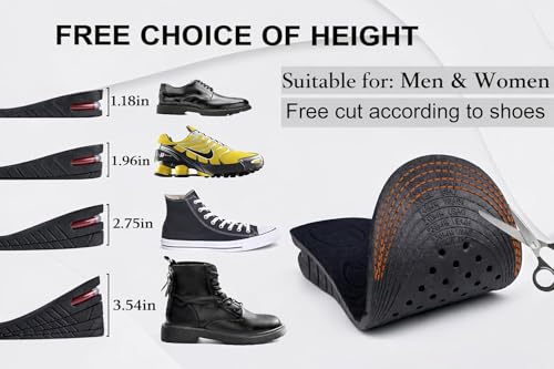 Image of High Density Memory Foam Height Insoles for Men & Women | Anti-Fatigue Shoe Inserts | Heel Pain Relief, Arch Support & Shock Absorption | Soft Breathable Comfortable Insoles for Daily Use, Sports & Work (US 7-12) (Black)