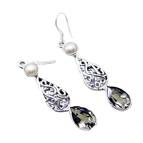 Boucles d'oreilles améthyste verte en argent sterling 925 massif pour femme style crochet