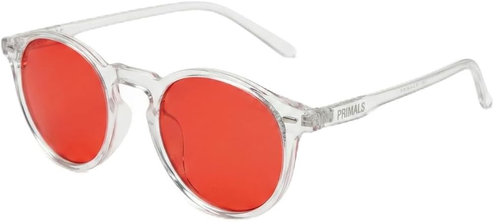 PRIMALS Blue Light Blocking Glasses - Extra Strength - Blocks 99.9% Blue Light - Improves Sleep & Focus - Computer/Gaming/TV/Phones - (Red Lens + Clear Frame)