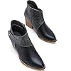 TINSTREE-Womens-Point-Toe-Ankle-Boots-Snakeskin-Button-Down-Cut-Chunky-Stacked-Heel-Bootie-Fashion-Booties-Side-Zip-Runs-SmallPls-Choose-One-Size-Larger