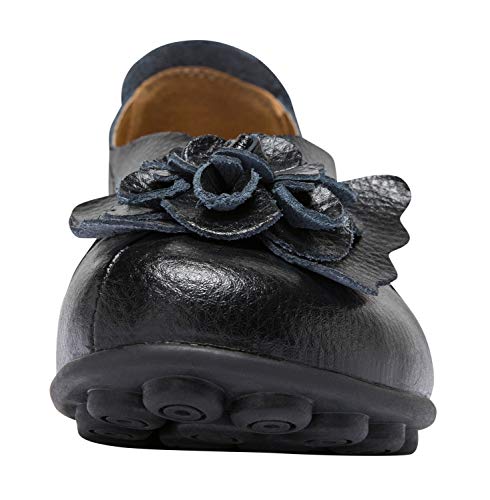 Image of Women's Slip-On Loafers, Comfortable Leather Walking Flats with Memory Foam Insole, Anti-Slip Casual Shoes for Work Office Driving