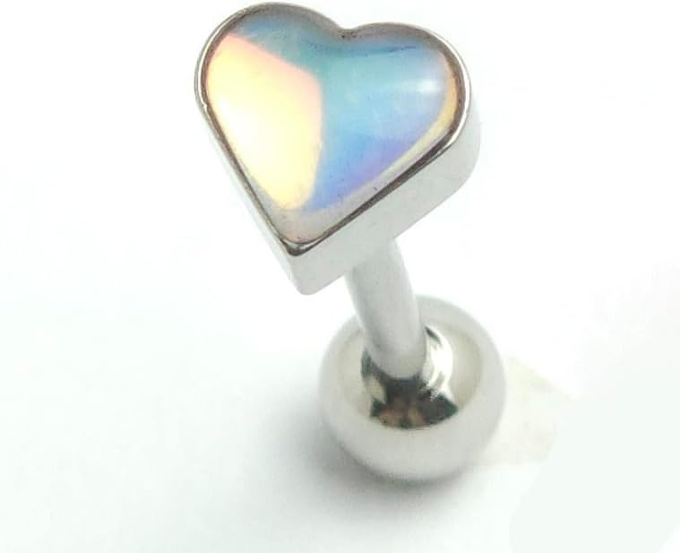 316L Surgical Steel Enamel Heart Tongue Ring for Women 14G Tongue Piercing Barbell Cute Colorful Tongue Piercing Jewelry - Image 3