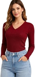 Raavi colors Crop Tops for Jeans partyCotton Ribbed Crop Top Full Sleeve V Neck | College Wear | Price In India
