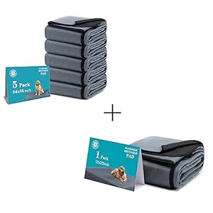 Bunlitent Washable Pee Pads for Dogs 6 Pack, 72×72 Pack 1, 34×36 Pack 5, Reusable Puppy Pads, Large Whelping Pads, Highly Absorbent Dog Training Pads.