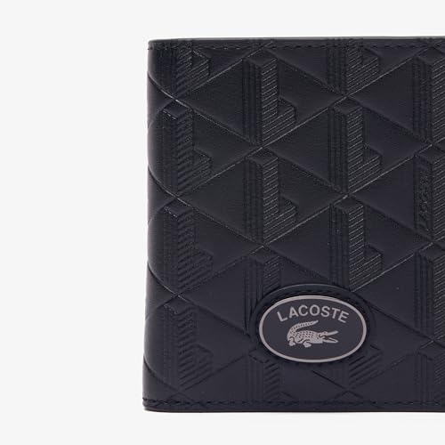 Lacoste Men's Monogram Compact Leather Billfold, Black, One Size2