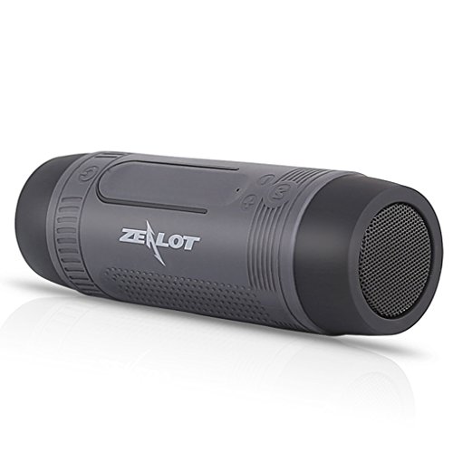Gray ZEALOT Waterproof Portable Outdoor Music Player Wireless Bluetooth Speaker with Microphone FM