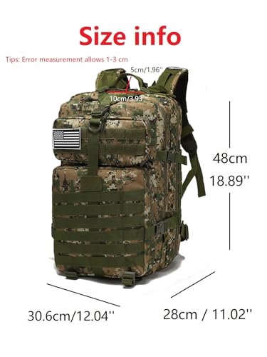 50L Sturdy Nylon Waterproof Fishing Hunting Backpack Outdoor Military Rucksacks Tactical Sports Camping Hiking (Camouflage green) - Image 4