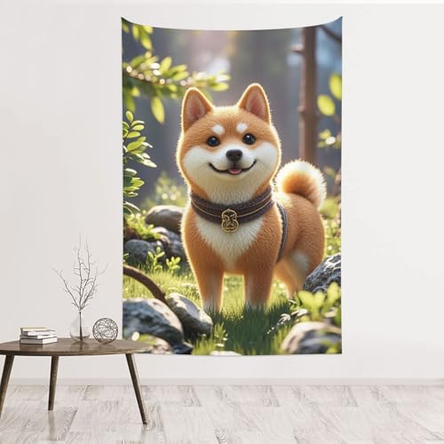 Tapisserie murale de chien mignon pour décorer un appartement de location sans trou