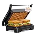 Produktbild Kontaktgrill, Steak und als Panini Grill, Elektrogrill/Sandwichtoaster, Brotmaschine, Edelstahl Tischgrill mit Grill, Brotbackform, Antihaft-Beschichtung (Grau)