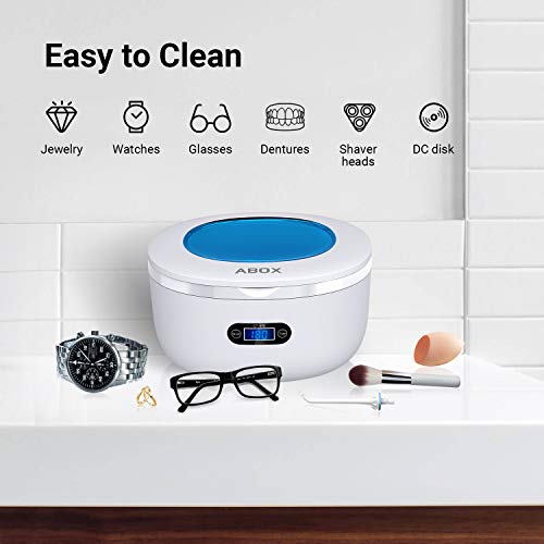 Ultrasonic Jewelry Cleaner, ABOX Professional Cleaning Machine 25 Ounces/750ML with Digital Timer and Clear Lid, Eyeglasses, Rings, Dentures Cleaner GT-F6 - Thumbnail 6