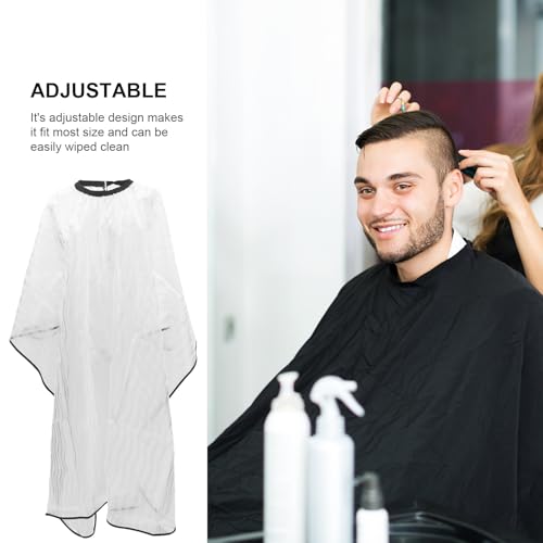 Capa para corte de cabello Operitacx de plástico blanca con diseño de ondas de agua para salón de belleza, teñido y tratamiento de aceite miniatura 3