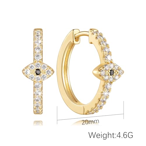 Gold Hoop Earrings for Women 14K Gold Earrings for Women Evil Eye Hoop Earring for Womens Hoops Fashion Powerful Evil Eye with Shimmering Cubic Zirconia Unique Womens Hoops Earring2