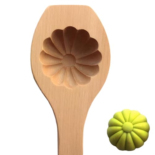 Wooden Moon Cake Pastry Mold: Household 3D Flower Cookie Stamp Household Baking Tool, Handmade Pie Mold Press Molds for DIY Baking Pumpkin Pie Steam Bun Diy Tools Fall Decor (Flower A1)