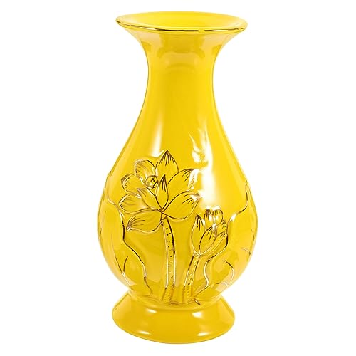 Alipis Bottiglia Per L'offerta Di Loto Piccolo Vaso Piccoli Vasi Per Centrotavola Tulipano Cilindro Contenitore Decorativo Bottiglia Decorativa Decorazione Di Striscioni Ceramica Yellow