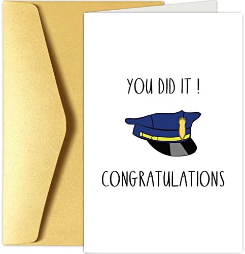 Chenive Police Greeting Card, Police Graduation Card, Officer Congratulations Card, Policeman Promotion Card, You Did It
