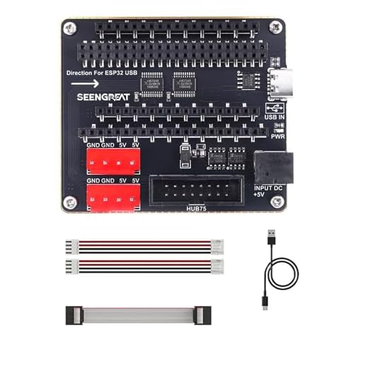 HUB75 RGB Matrix Adapter Board for ESP32-S3-DevKitC-1 & ESP32-DevKitC V4, RGB LED Matrix Panel Interface Board, Dual Power Input USB Type-C 5V/4A or DC-044 5V/8A, Dual VH-4P 5V Outputs