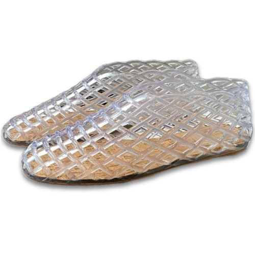 Image of Jelly Mesh Ballet Flats for Women Clear Hollow Jelly Shoes Sandals Round Toe Non-Slip Beach Ballerina Jellies Flats Shoes