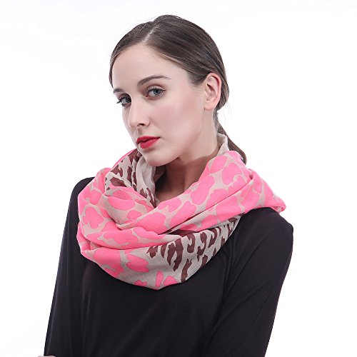 Lina & Lily Neon Leopard Print Infinity Loop Scarf for Women Lightweight2
