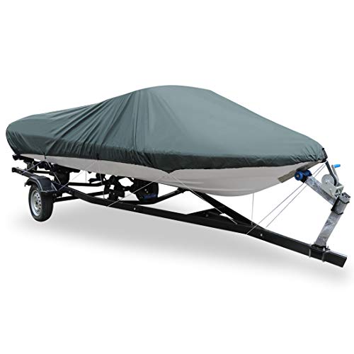 sourcingmap 20-22ft 210D Boat Cover Fishing Ski Bass Speedboat V-shape Gray