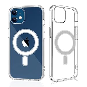 Losvick hoesje voor iPhone 12 Mini, Magnetisch hoesje, Transparant ontwerp op de achterkant met TPU-bumpergel, Anti-vergeling en schokabsorberende bescherming voor iPhone 12 Mini – 5.4 inch