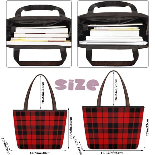 Red Black Plaid Tote Bag for Women Womens Handbags Tote Bags for Travel Beach Gym3